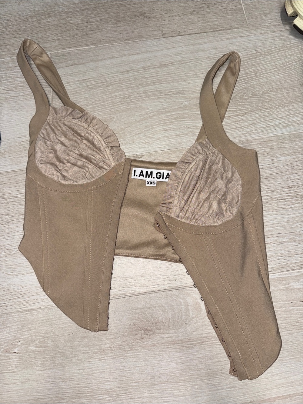 I.AM.GIA Taupe Corset Bra Top